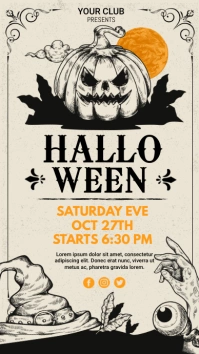 halloween party invitation Digital Display (9:16) template