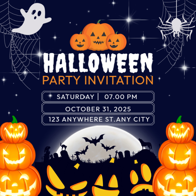 Halloween Party Invitation Template | PosterMyWall