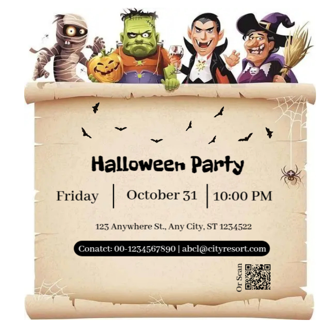 Halloween Party Invitation Instagram Post Template | PosterMyWall