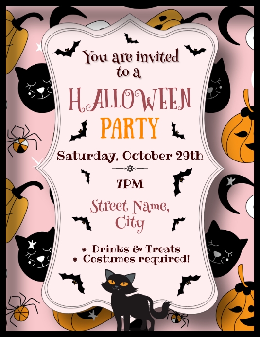 strapless open back dress Halloween Spooktacular Birthday Invitation