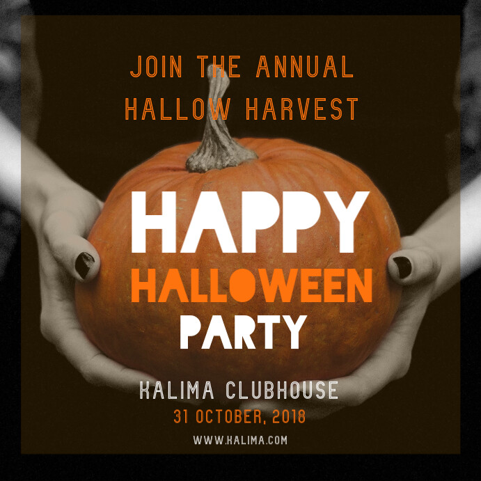 Halloween Party Invitation Square Image Template with Pumpki โพสต์บน Instagram