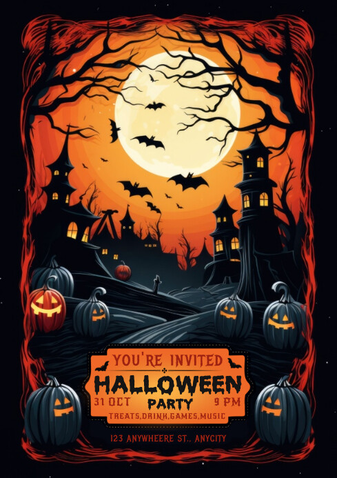 Halloween party Invitation Temnplate A4 template