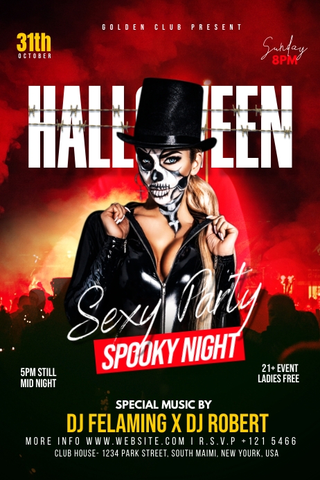 Halloween Party Invitations Banner 4' × 6' template
