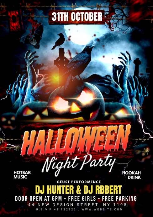 Halloween Party Invitations A5 template