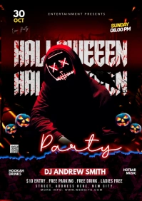 Halloween Party Invitations flyer template A3
