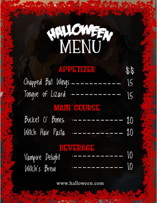 Black Halloween Menu Flyers Template | PosterMyWall