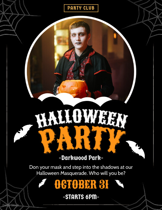 Halloween Party Minimal Poster with a Man Flyer (US Letter) template