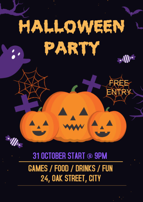 Halloween Party Night  A6 template