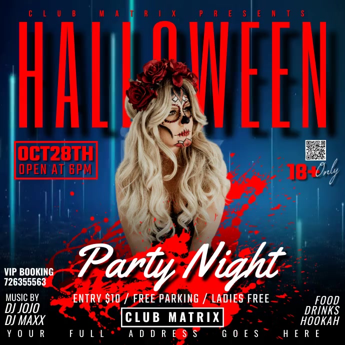 Halloween party night Publicação no Instagram template