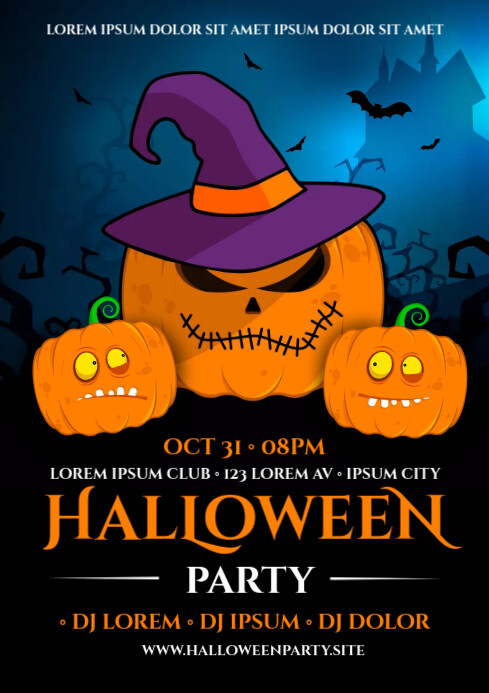 Black Halloween Party A4 Template | PosterMyWall