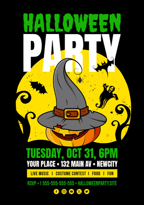 Plantilla de Halloween Party Poster | PosterMyWall