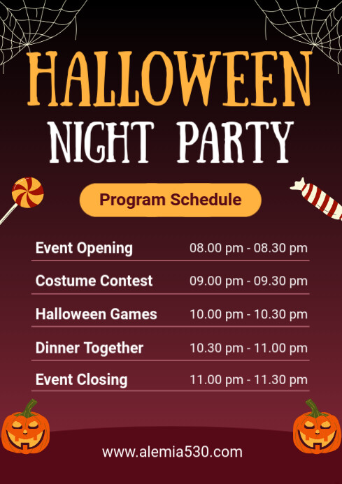Halloween Party Program Schedule Template | PosterMyWall