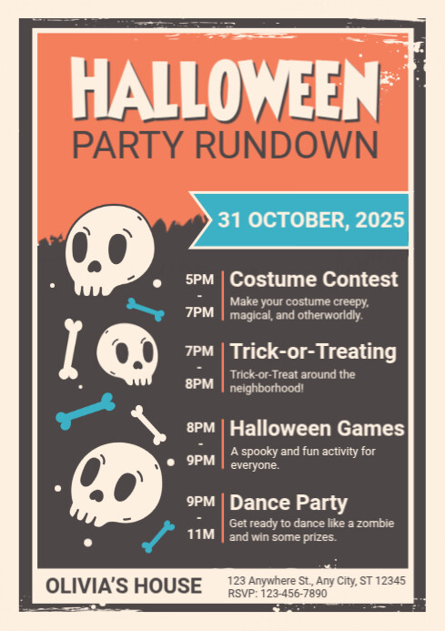 Brown Halloween Party A4 Template | PosterMyWall