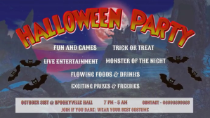 Halloween Party Schedule and Activity Poster Ekran reklamowy (16:9) template