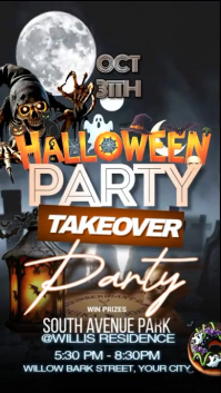 สีดำ Halloween Party Pantalla Digital Template