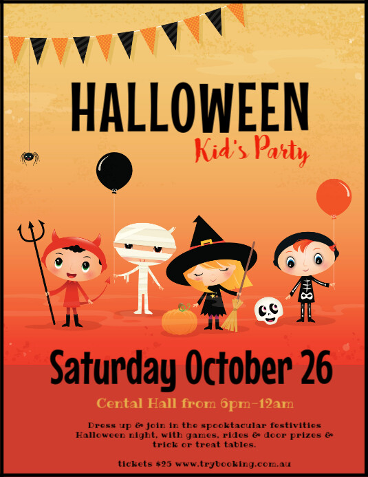 Halloween party trick or treat poster flyer Template PosterMyWall