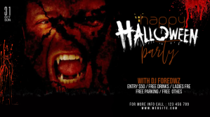 Black Halloween Party Message Twitter Template