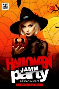 Black Halloween Music Party Poster Template