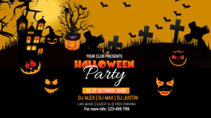 Black Halloween Party YouTube Thumbnail Miniatura di YouTube Template