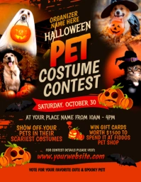 Halloween Pet Costume Contest Flyer template
