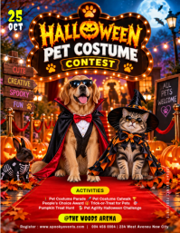 Czerwony Halloween Pet Costume Contest 传单(美国信函) Template