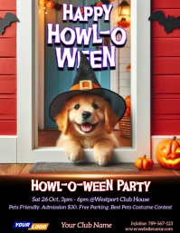 Halloween Pets Party Invitation Flyer Volante (Carta US) template