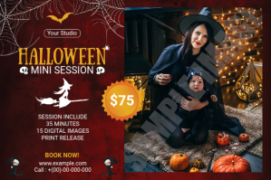 Brązowy Halloween Mini Session 标签 Template