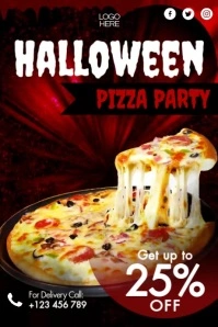 Halloween Pizza Video Ads Poster template