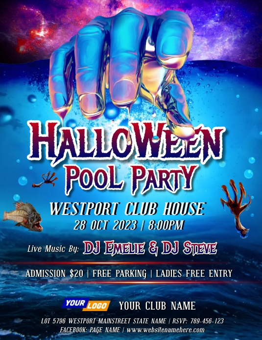 Halloween Rave Pool Halloween Pool Party Ad Poster Template | PosterMyWall