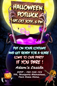 Halloween Potluck Party โปสเตอร์ template