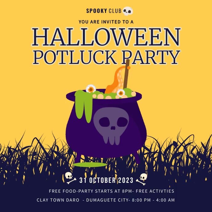 Halloween Potluck Party Invitation template PosterMyWall