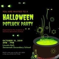 Black Potluck Halloween Party Video Quadrato (1:1) template