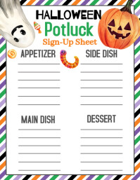 Halloween Potluck Sign Up Sheet ใบปลิว (US Letter) template