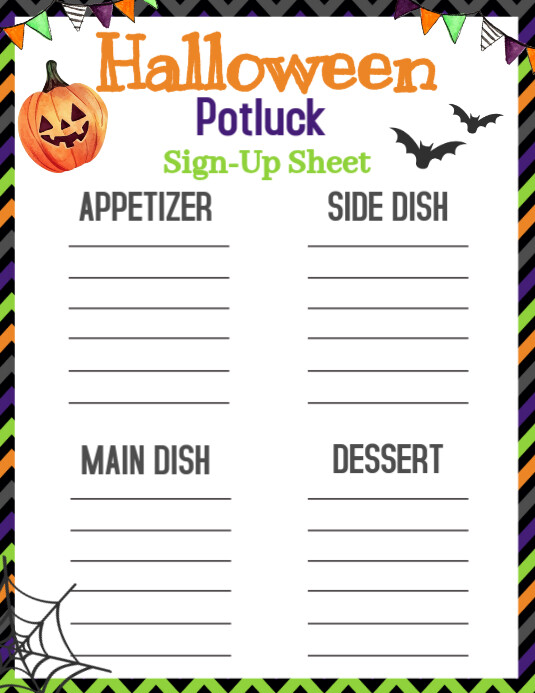 Halloween Potluck Sign Up Sheet Template PosterMyWall Halloween Potluck Sign Up Sheet Template PosterMyWall
