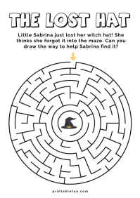 halloween printable maze puzzle activity page A4 template