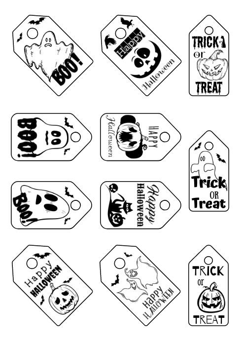 Halloween Printable Tags Black and White Free Template | PosterMyWall Halloween Printable Tags Black and White Free Template | PosterMyWall