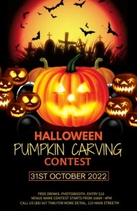 Halloween pumkin carving (2) Half Page Wide template