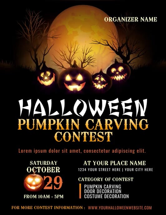 Halloween Pumpkin carving, Halloween Decorati Ulotka (US Letter) template