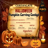 halloween pumpkin carving contest certificate Instagram Post template
