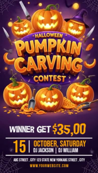 Halloween Pumpkin Carving Contest Rolka Instagram template