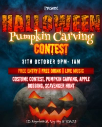Halloween pumpkin carving contest Instagram Portrait template