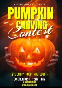 Halloween Pumpkin Carving Contest for all age A5 template