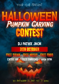 Halloween pumpkin carving contest poster A4 template