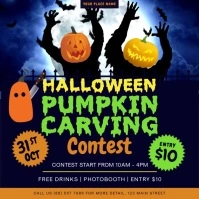 Halloween Pumpkin Carving Contest Square Vide Persegi (1:1) template
