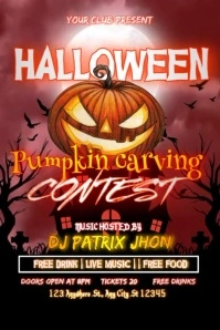 Halloween pumpkin carving contest video Poster template
