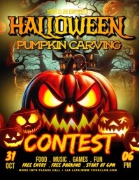 Black Halloween Pumpkin Carving Contest ใบปลิว Template