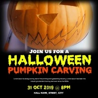 Halloween pumpkin carving instagram video post Persegi (1:1) template