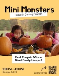 Halloween Pumpkin Carving for Kids Video Post Flyer (US Letter) template