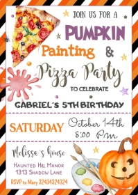 Halloween Pumpkin Painting and Pizza Party In A6 template