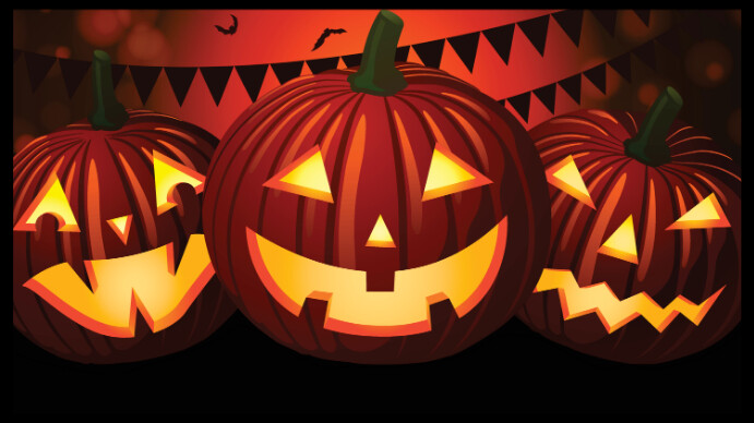 Halloween pumpkin zoom digital backgrOund 数字显示屏 (16:9) template